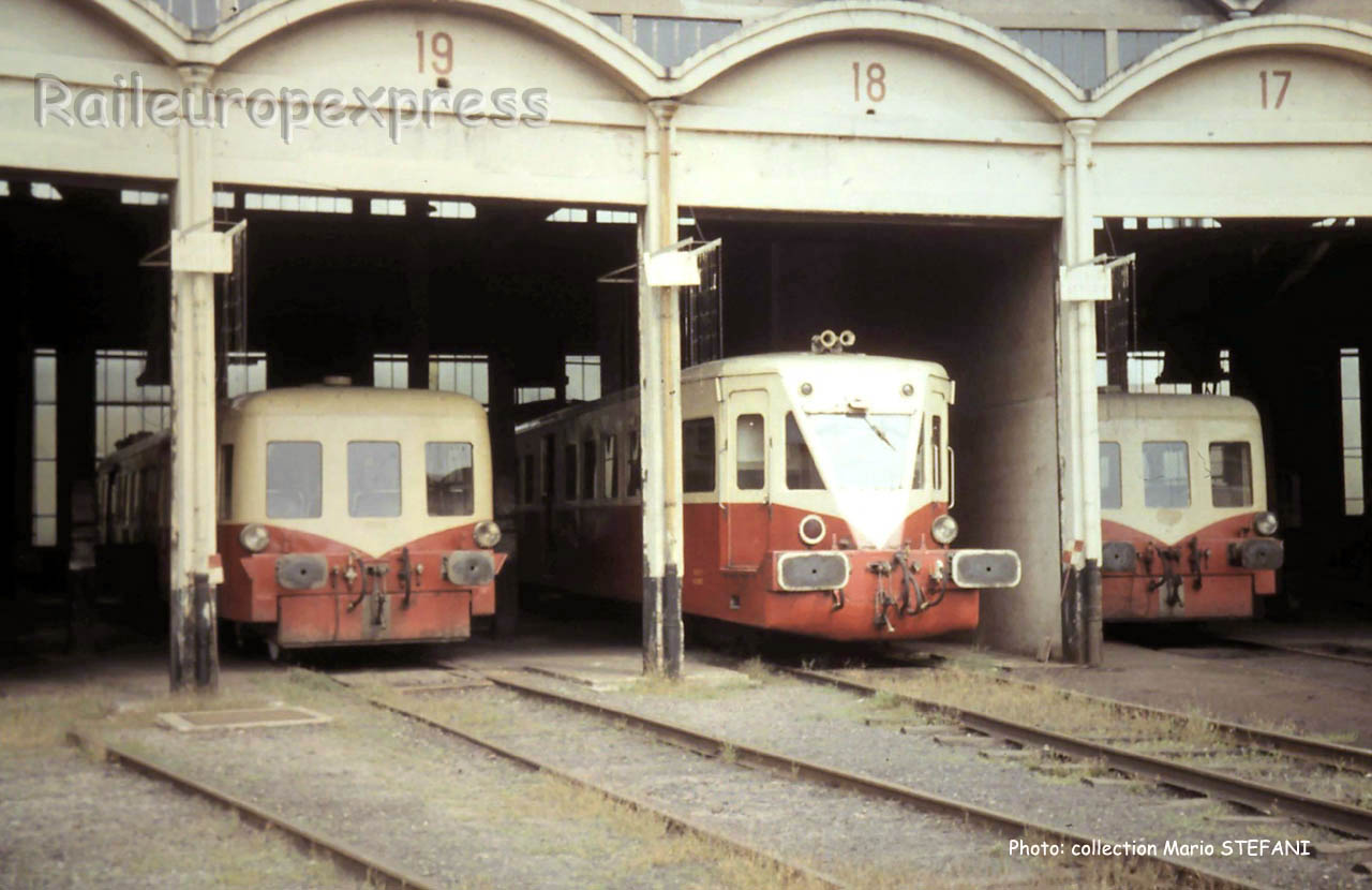 Autorails SNCF sous la rotonde de Saint Etienne (F-43)