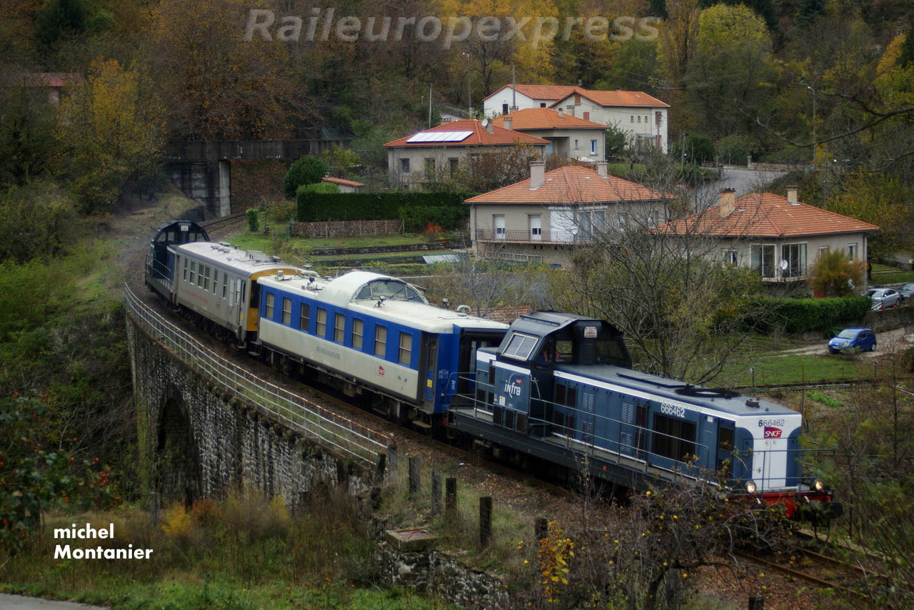 BB 66462 en tête d'une rame Mauzin pont de Palhères