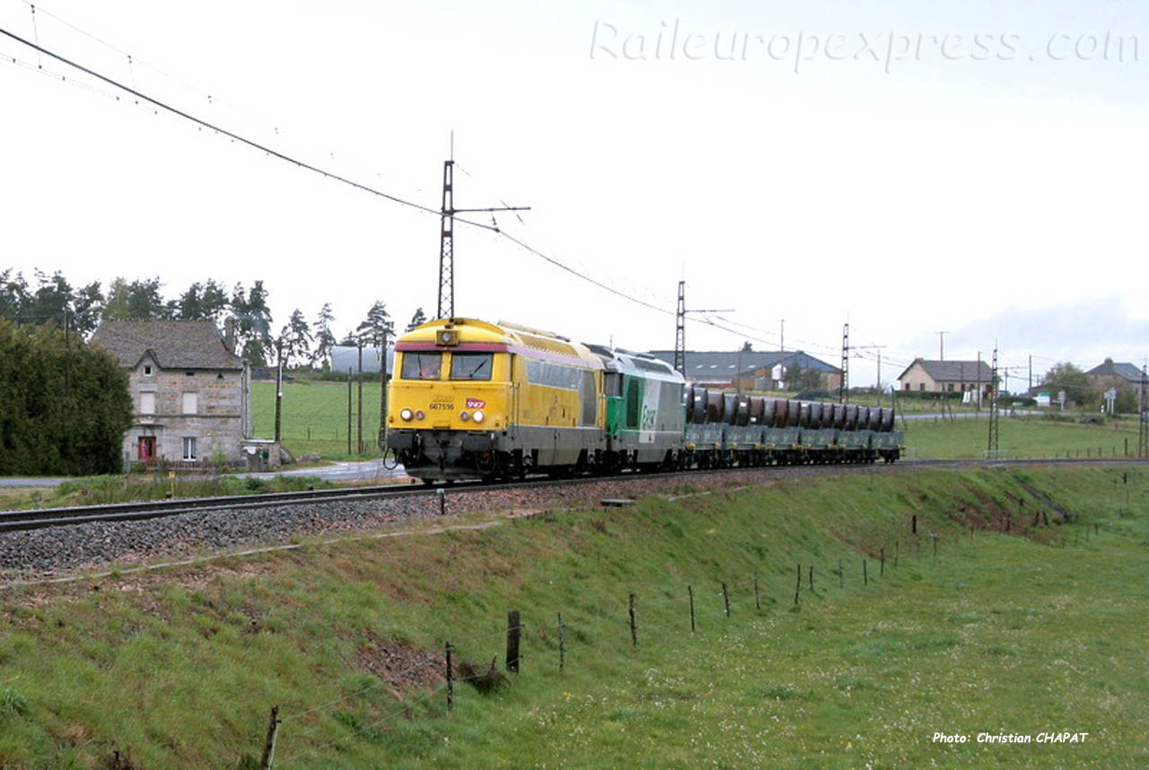 BB 67516 SNCF à Loubaresse (F-15)