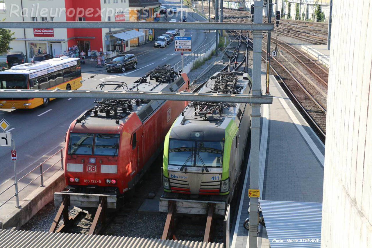Locomotives DB et BLS à Spiez (CH)