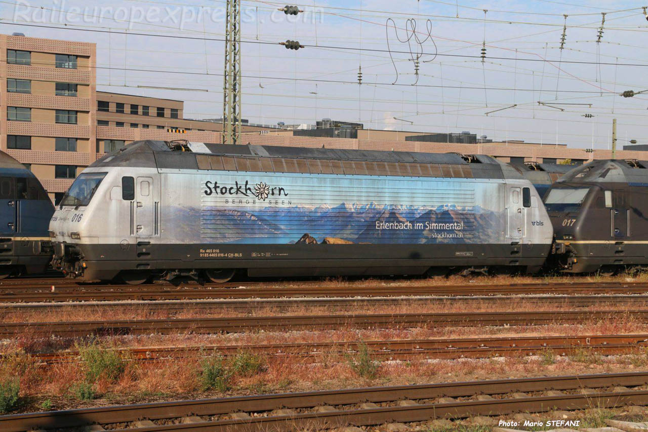 Re 465 016 BLS à Basel Bad (CH)