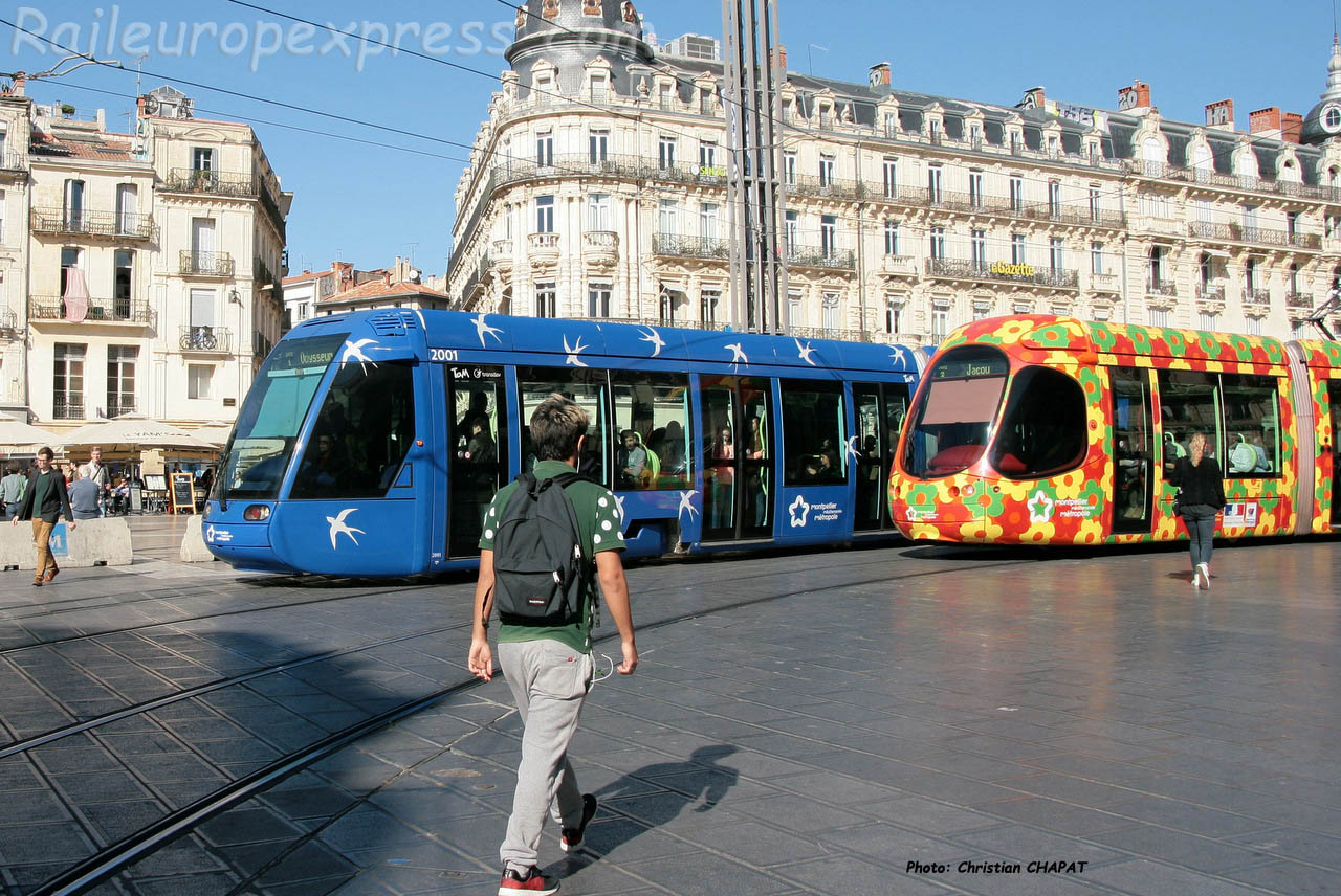 Trams lignes 1 et 2 à Montpellier (F-34)